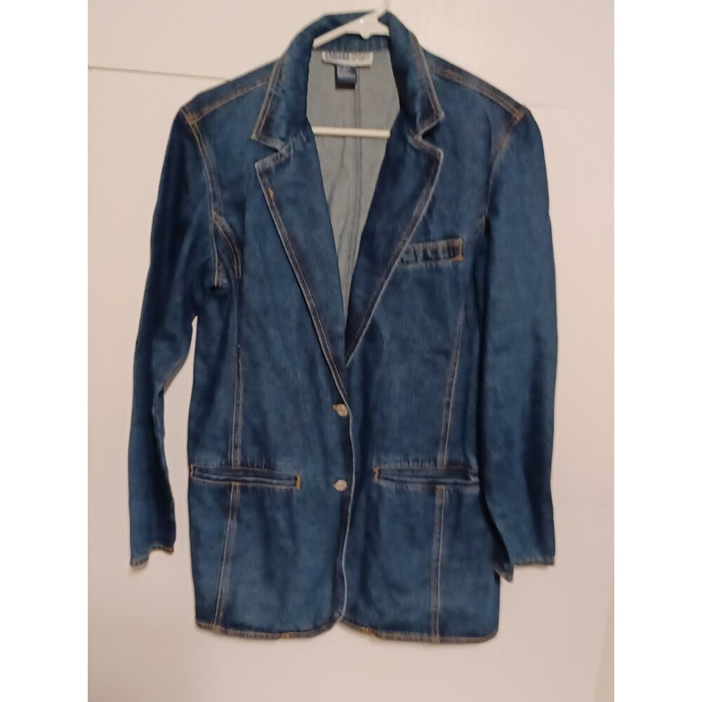 Vintage Adriana Sport Womens Dark Wash 2 Button Denim Jacket Size M